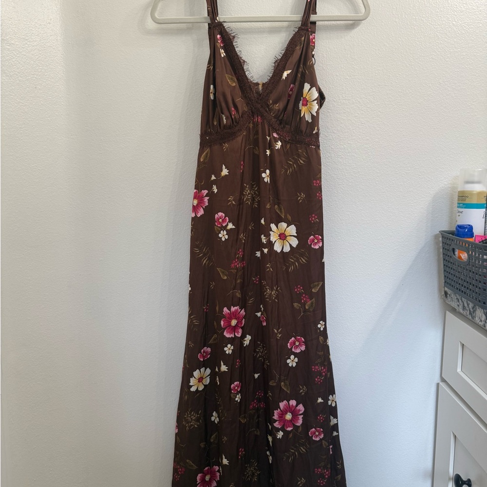 Floral Brown Maxi Dress